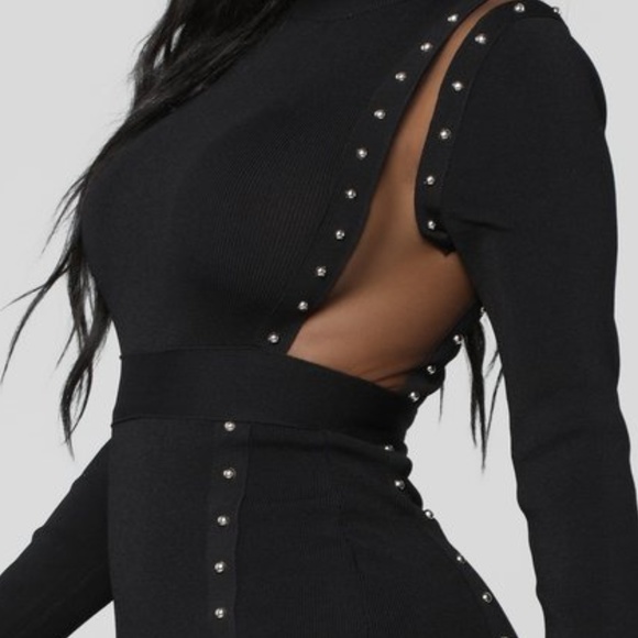 Black Studded & Sheer Dress - Picture 7 of 8